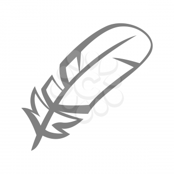 Illustration of bird feather. Icon, emblem or label for design.