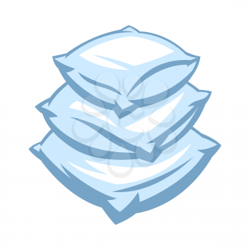 Illustration of soft pillow stack. Icon, emblem or label for for sleep products.