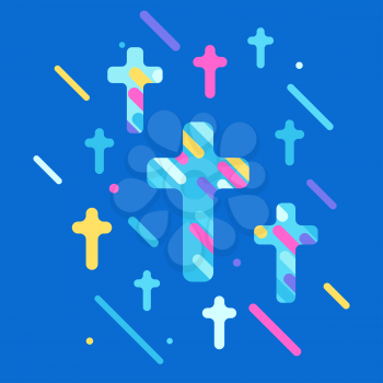 Happy Easter illustration with crosses. Religious symbol of faith.