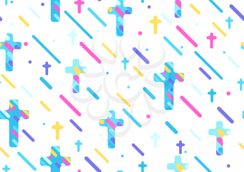 Happy Easter seamless pattern with crosses. Background with religious symbol of faith.