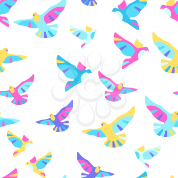 Seamless pattern with doves. Religious symbol of faith and peace.