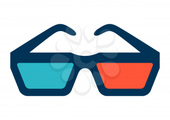 Illustration of 3d glasses for cinema. Stylized movie item.