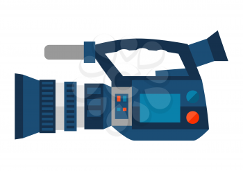 Illustration of reportage video camera. Stylized journalistic icon.