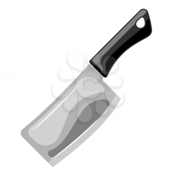 Illustration of steel cooking backsword. Stylized kitchen and restaurant utensil item.