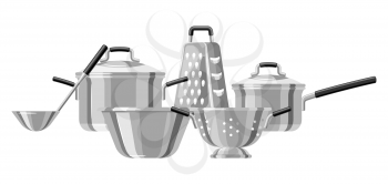 Illustration with kitchen utensils. Cooking tools for home and restaurant.