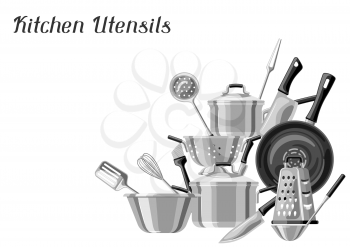 Background with kitchen utensils. Cooking tools for home and restaurant.