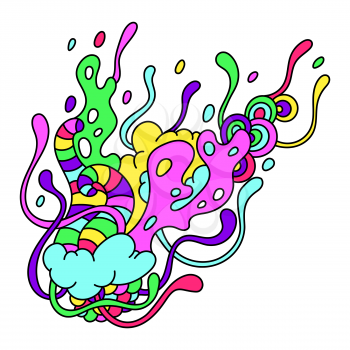 Print with slime and tentacles. Urban colorful abstract cartoon illustration.