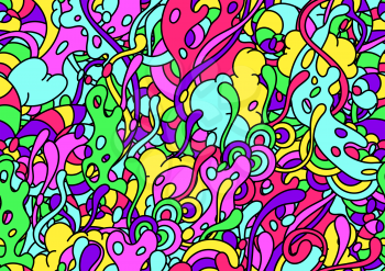 Seamless pattern with slime and tentacles. Urban colorful abstract cartoon background.