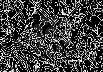 Seamless pattern with slime and tentacles. Urban black abstract cartoon background.