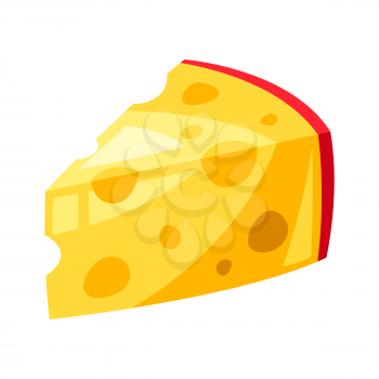 Illustration of stylized cheese slice. Dairy icon. Food product.