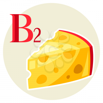 Illustration of stylized cheese slice. Dairy icon. Food product.