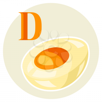 Illustration of stylized egg. Cut piece icon. Food product.