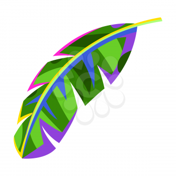 Illustration of stylized palm leaf. Exotic tropical plant.