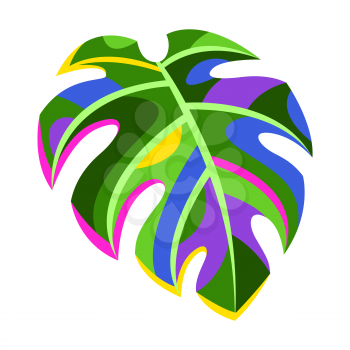 Illustration of stylized monstera leaf. Exotic tropical plant.