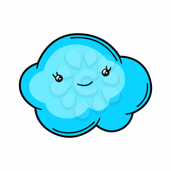 Kawaii cute illustration of cloud. Cartoon funny character.