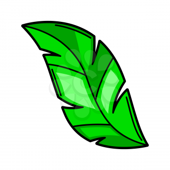Illustration of cartoon palm leaf. Fashion symbol in modern comic style.