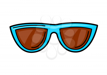 Illustration of cartoon sunglasses. Fashion symbol in modern comic style.