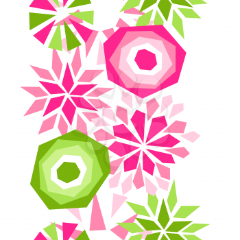 Seamless pattern with decorative flowers. Abstract plants in geometric style.