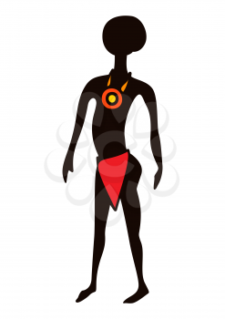 Illustration of stylized African child. Boy in tribal national clothes.