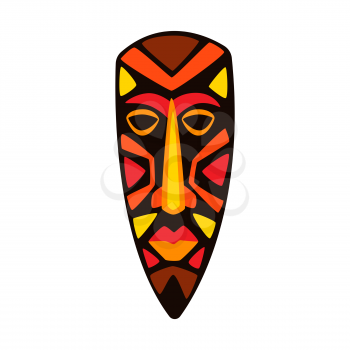 Illustration of stylized African mask. Tribal national ornament and decoration.