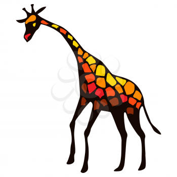 Illustration of stylized giraffe. African savanna wild animal.