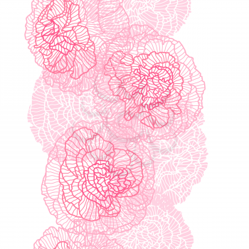 Seamless pattern with linear roses. Beautiful decorative stylized summer flowers.