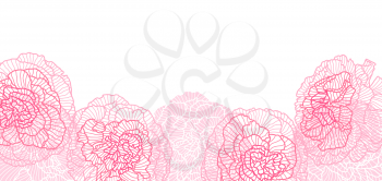 Background with linear roses. Beautiful decorative stylized summer flowers.