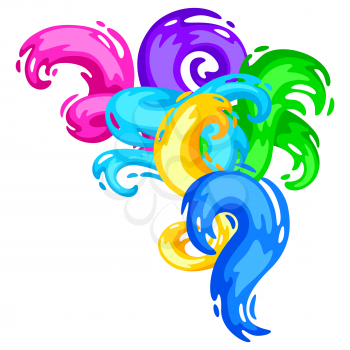 Background with colored swirls or paint blots. Colorful shiny bright curls.