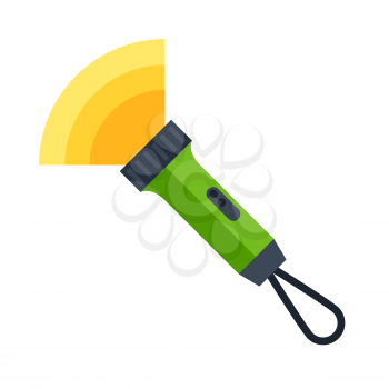 Illustration of flashlight. Image or icon for camping or tourism and travel.