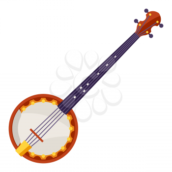 Illustration of banjo. Musical instrument for concert poster or advertisement.