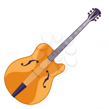 Illustration of guitar. Musical instrument for concert poster or advertisement.