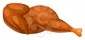 Illustration of smoked chicken. Adversting icon or image for butcher shops and industries.