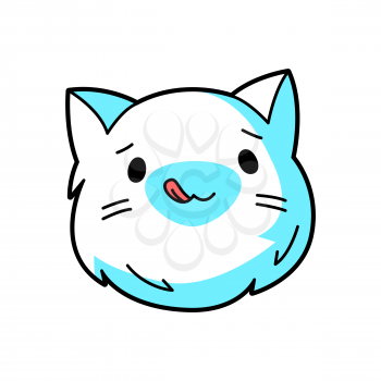 Illustration of cute kawaii cat muzzle. Cartoon funny character.