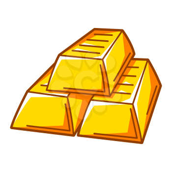 Illustration of gold bars stack. Banking and finance icon. Economy and commerce stylized image.