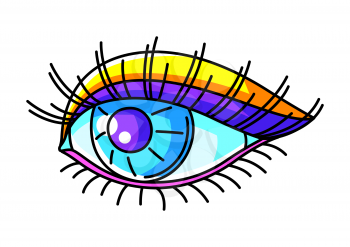 Illustration of eye. Colorful cute cartoon icon. Creative symbol in modern style.