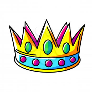 Illustration of crown. Colorful cute cartoon icon. Creative symbol in modern style.