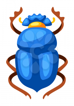 Illustration of colorful beetle scarab. Stylized decorative color insect.