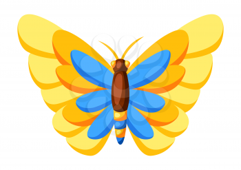 Illustration of colorful butterfly. Stylized decorative color insect.