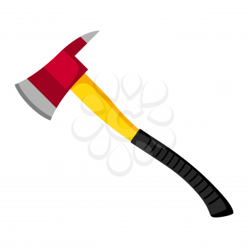 Illustration of fire ax. Firefighting item. Adversting icon or image for industry and business.