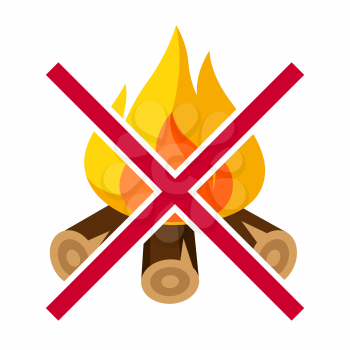 Illustration of no bonfire. Firefighting item. Adversting icon or image for industry and business.