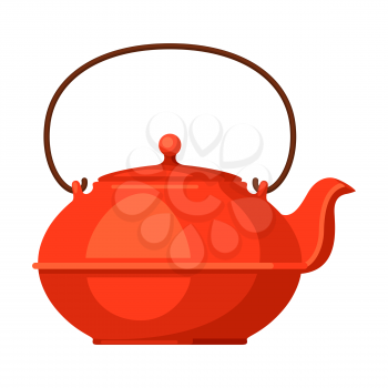 Illustration of teapot with tea. Food adversting icon or image for industry and business.