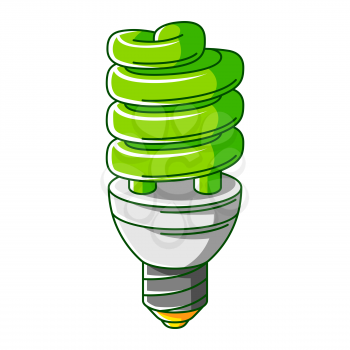 Illustration of energy saving light bulb. Ecology icon or green energy image for environment protection.