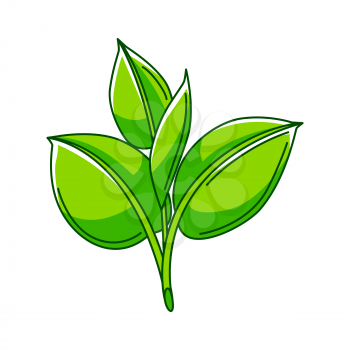 Illustration of sprout with leaves. Ecology icon or image for environment protection.