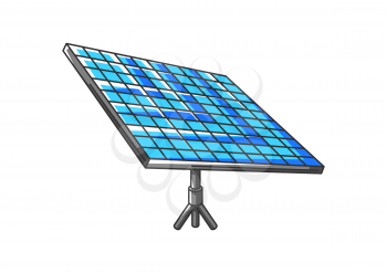 Illustration of solar panel. Ecology icon or image for environment protection.