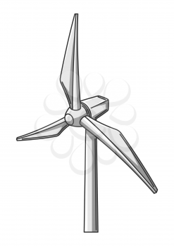 Illustration of wind turbine. Ecology icon or image for environment protection.