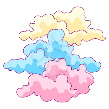Illustration of color clouds. Stylized picture for decoration children holiday and party.