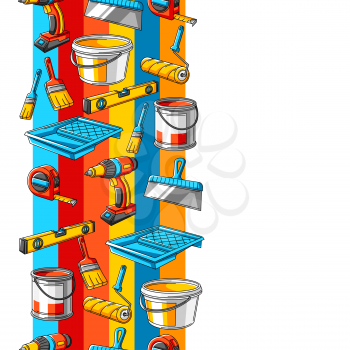 Seamless pattern with repair working tools. Equipment for construction industry and business.