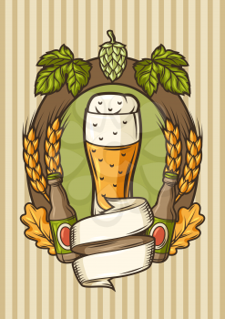 Badge for beer festival or Oktoberfest. Background design for pub or bar menu and flyers.