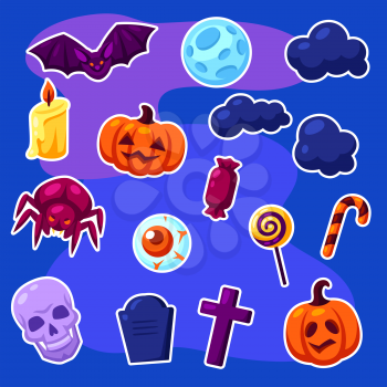 Happy Halloween set of celebration items. Illustration for holiday and party.