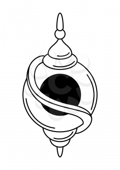 Magic talisman or amulet. Mystic, alchemy, spirituality, tattoo art. Isolated vector illustration. Black and white simbol.